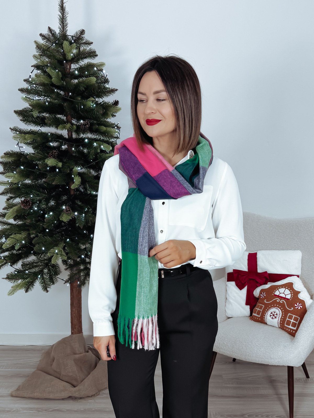 Szal w kratkę PRINT 2 zdjęcie 1