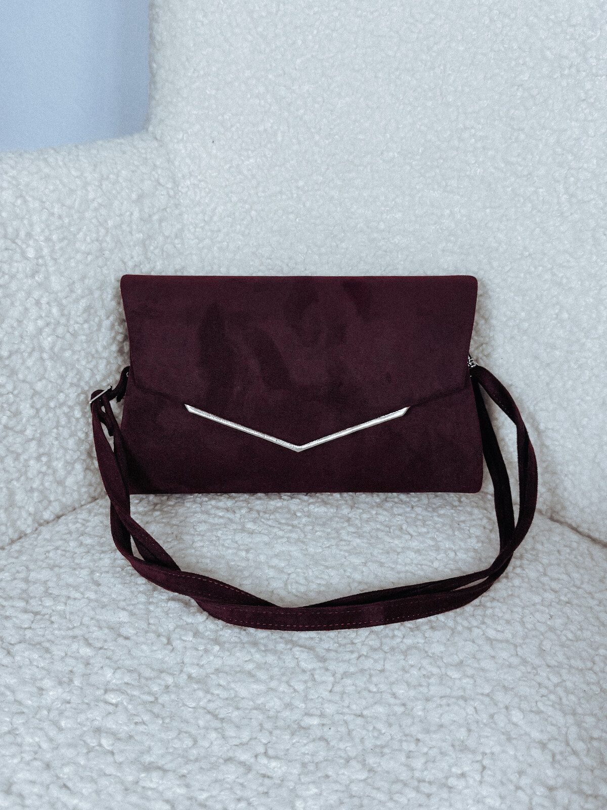 Torebka wizytowa elegancka bordowy zamsz MILLANI zdjęcie 1