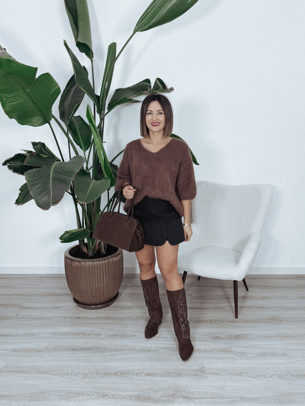 Sweter premium 81% kid moher brązowy IVANI zdjęcie 2