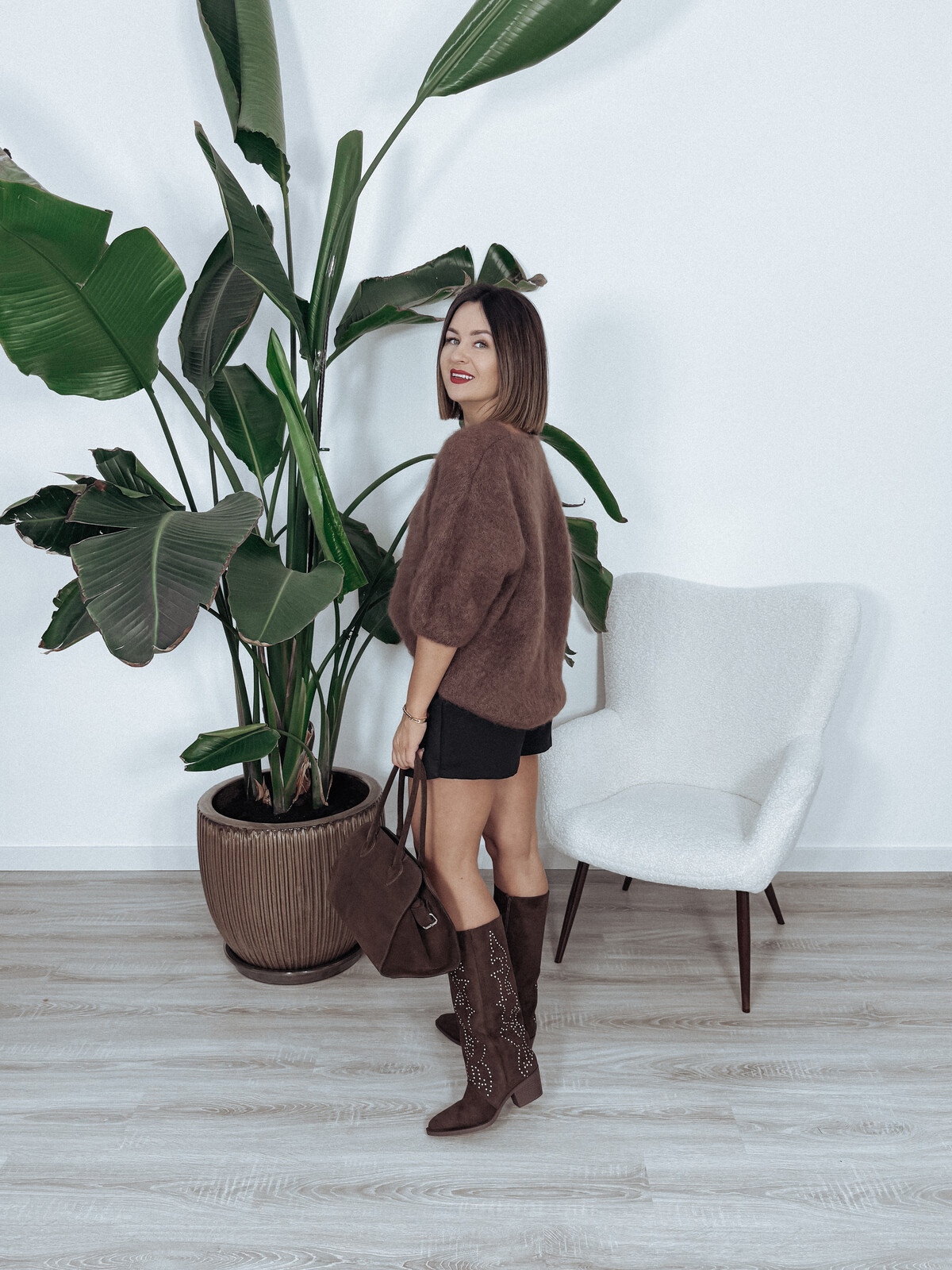 Sweter premium 81% kid moher brązowy IVANI zdjęcie 3