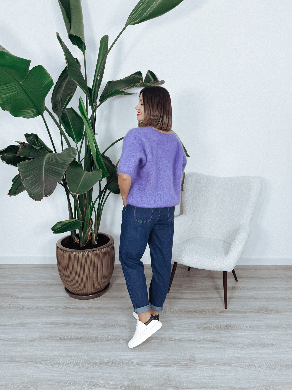 Sweter premium 81% kid moher lawendowy IVANI zdjęcie 4