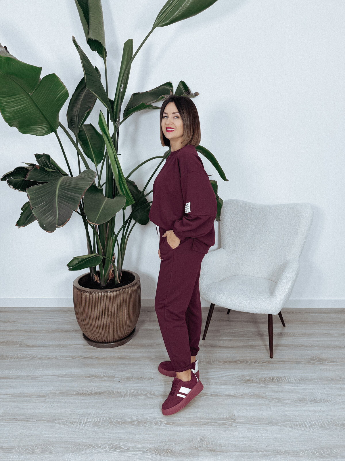 Komplet bawełniany bluza + spodnie bordo ARIA zdjęcie 4