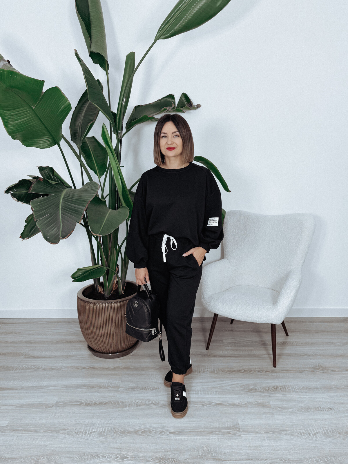 Komplet bawełniany bluza + spodnie czarny ARIA zdjęcie 4