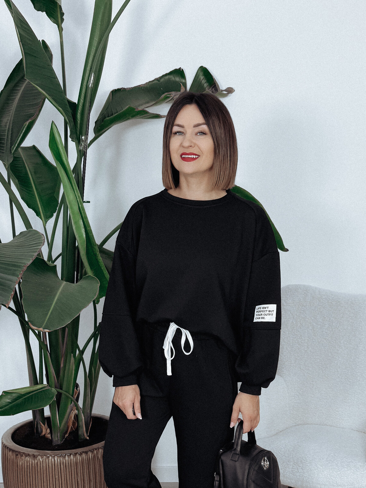 Komplet bawełniany bluza + spodnie czarny ARIA zdjęcie 2