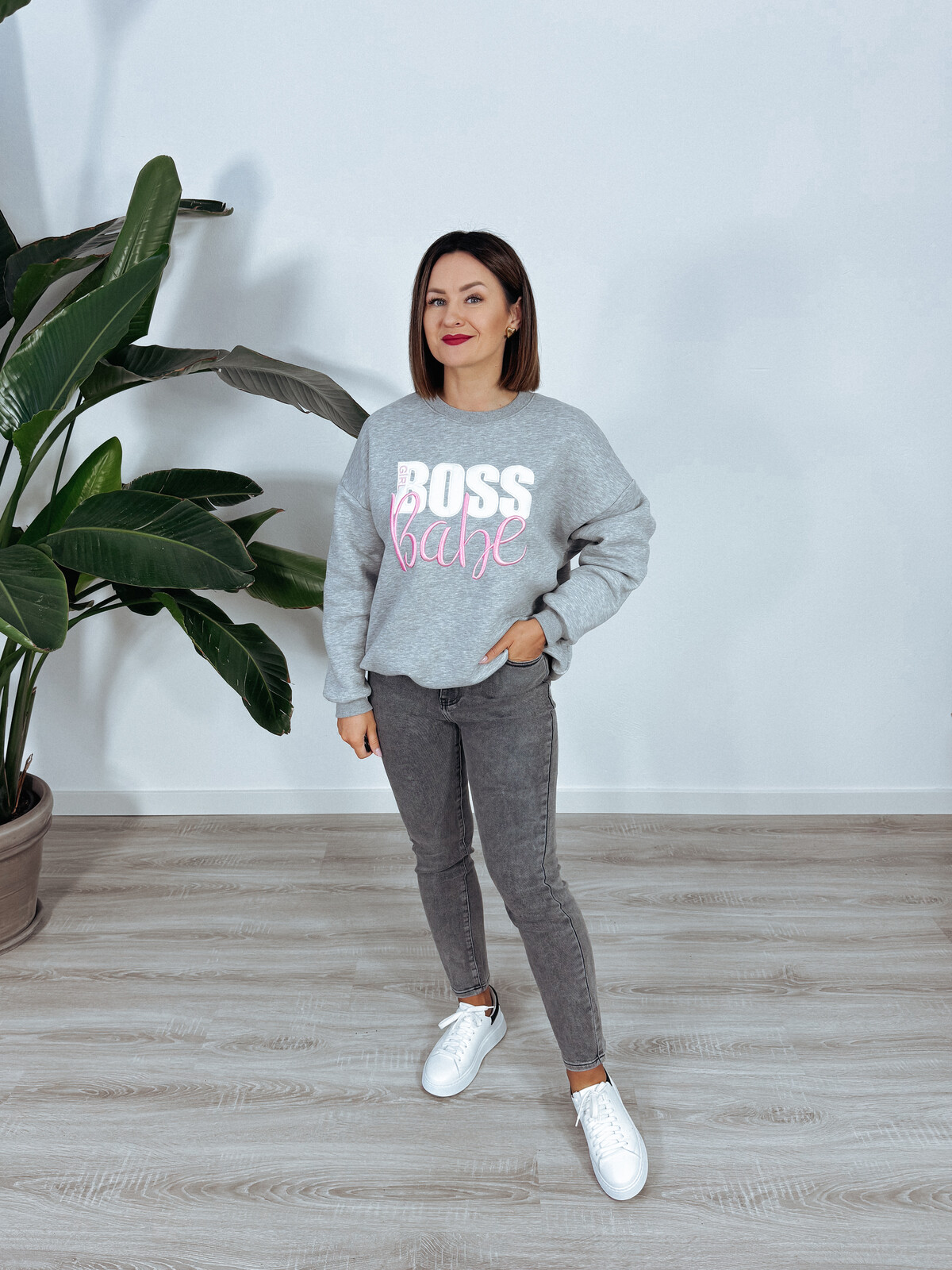 Bluza oversize szara BOSS BABE ♡ zdjęcie 2