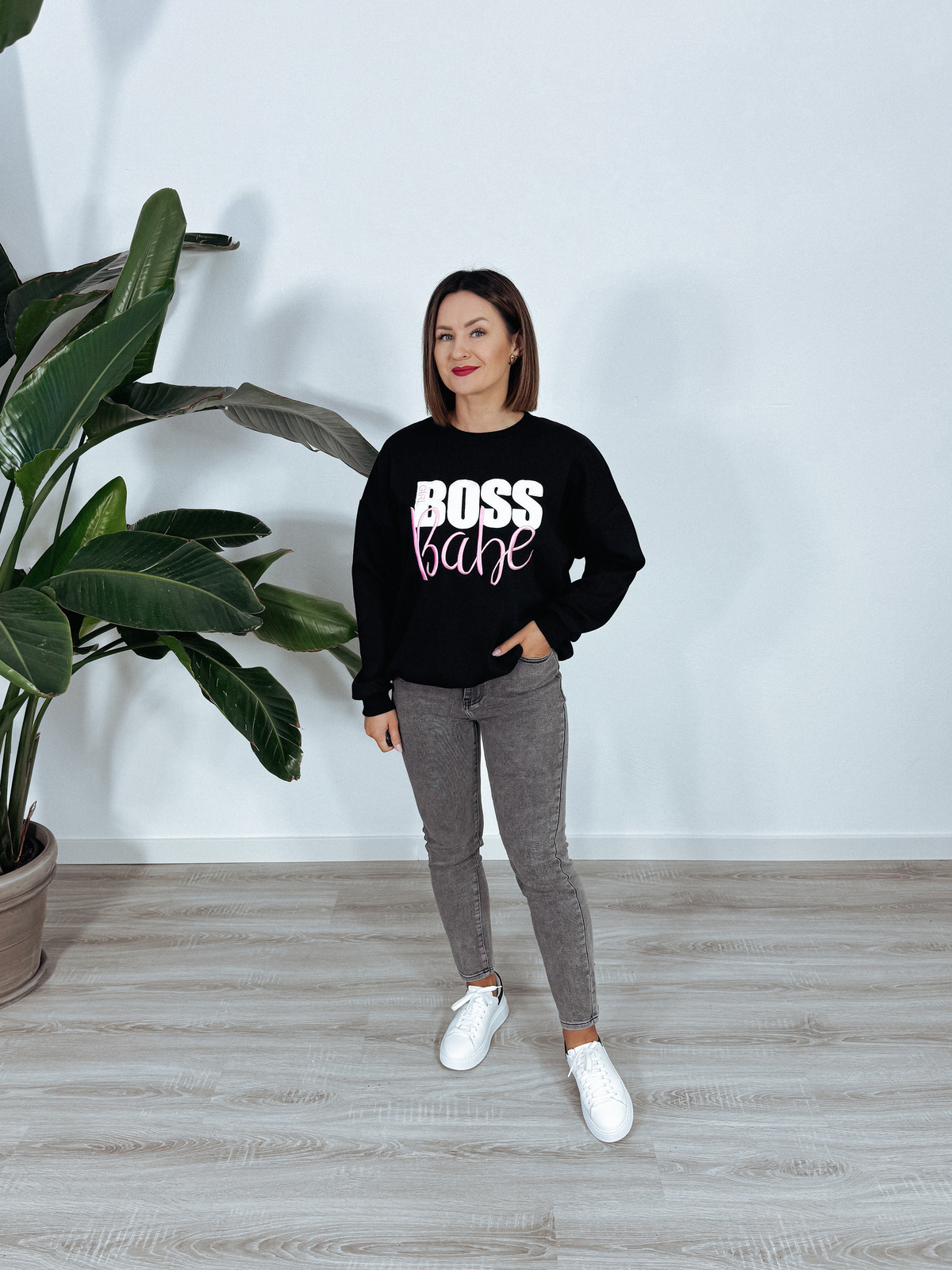 Bluza oversize czarna BOSS BABE ♡ zdjęcie 2