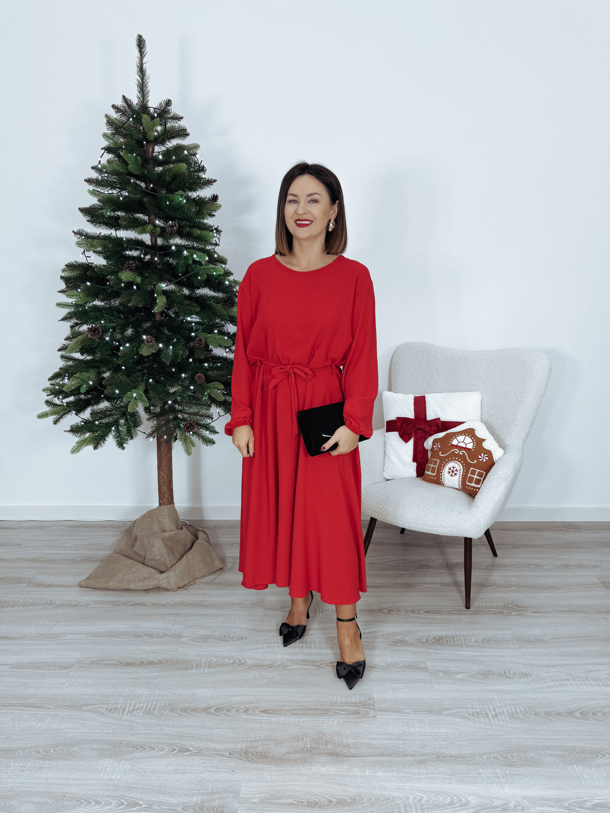 Sukienka maxi | większy standard | z paskiem czerwona CHRISTINA zdjęcie 1