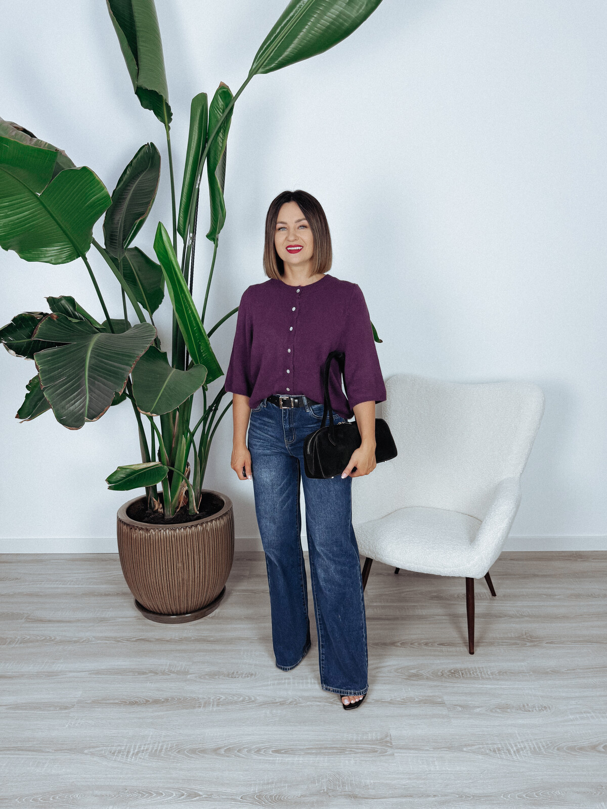 Jeansy wide leg | prosta nogawka | granatowe ROSEL zdjęcie 2