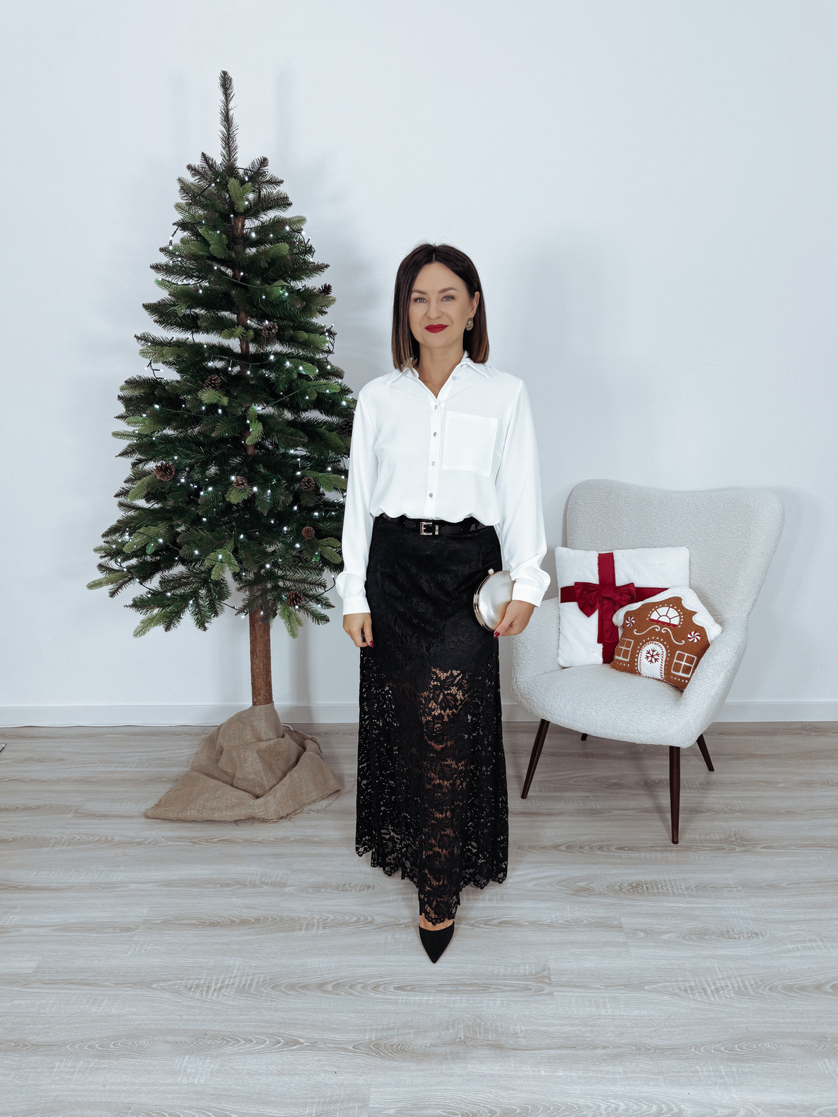 Spódnica maxi z koronkowa czarna SHANDIA zdjęcie 2