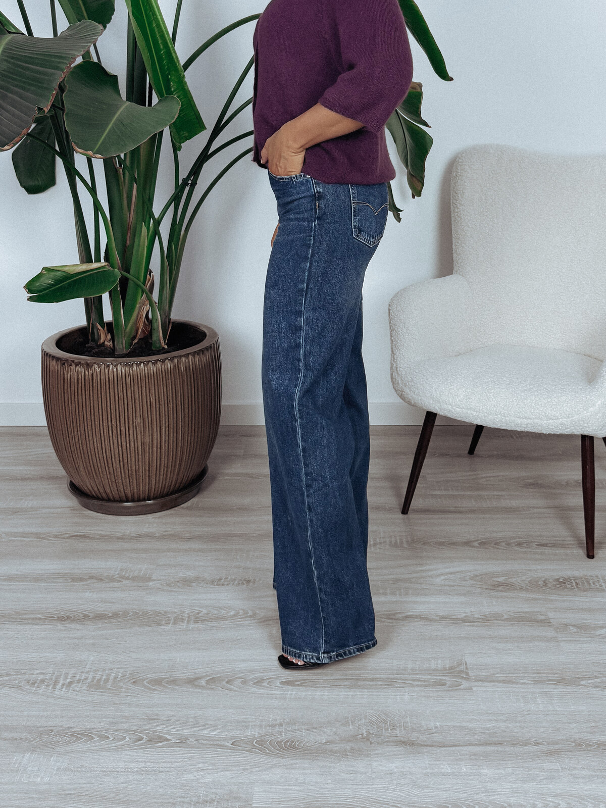 Jeansy wide leg | prosta nogawka | granatowe ROSEL zdjęcie 4