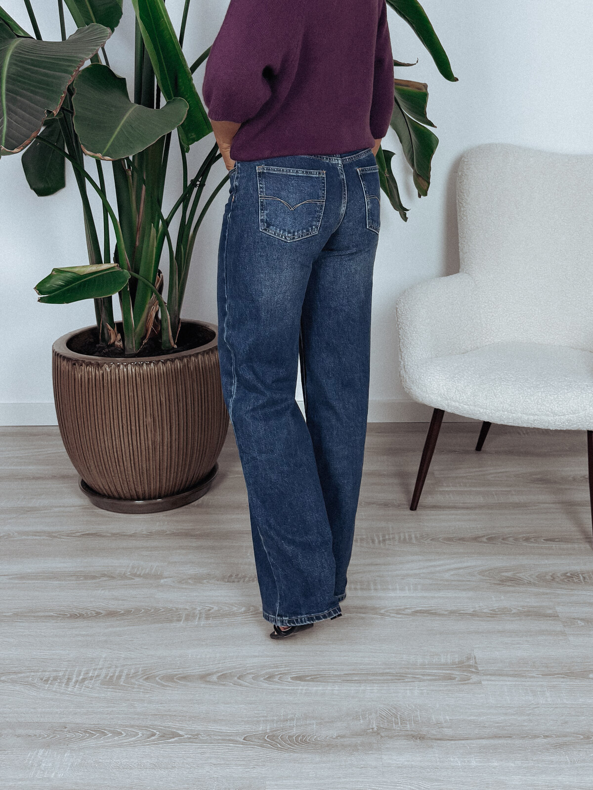Jeansy wide leg | prosta nogawka | granatowe ROSEL zdjęcie 3