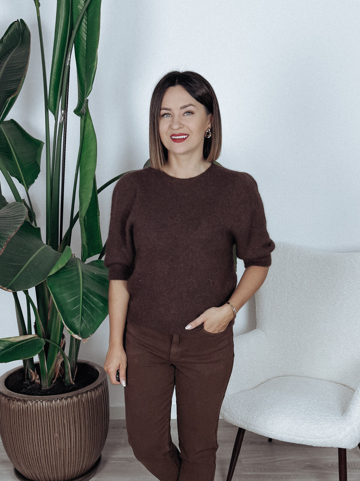 Sweter premium z alpaką i wełną dziewiczą czekoladowy JENA zdjęcie 1