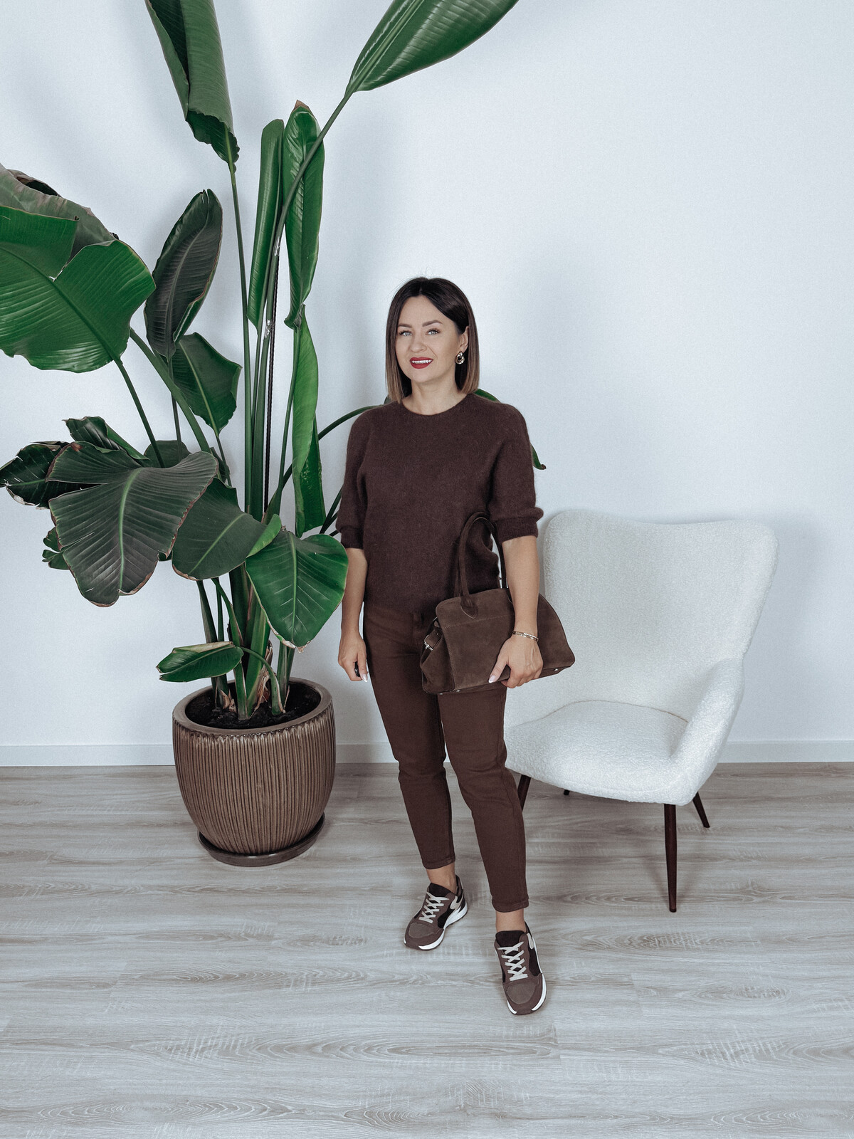 Sweter premium z alpaką i wełną dziewiczą czekoladowy JENA zdjęcie 2