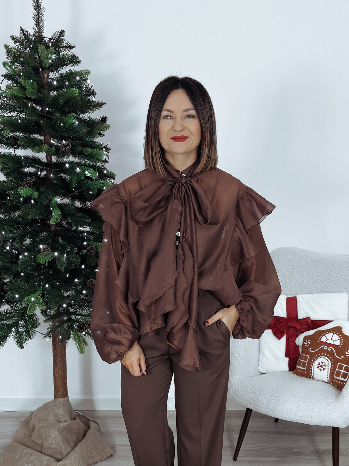 Bluzka premium 3w1 biżuteryjne guziki czekolada RELLE zdjęcie 2