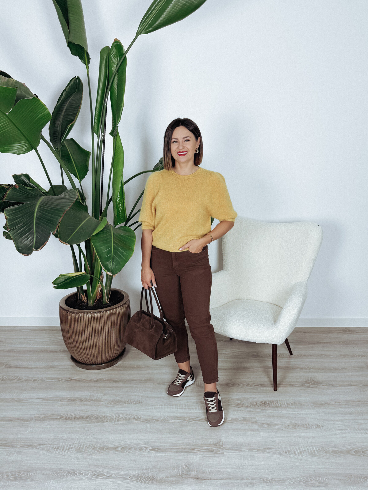 Sweter premium z alpaką i wełną dziewiczą musztardowy JENA zdjęcie 2