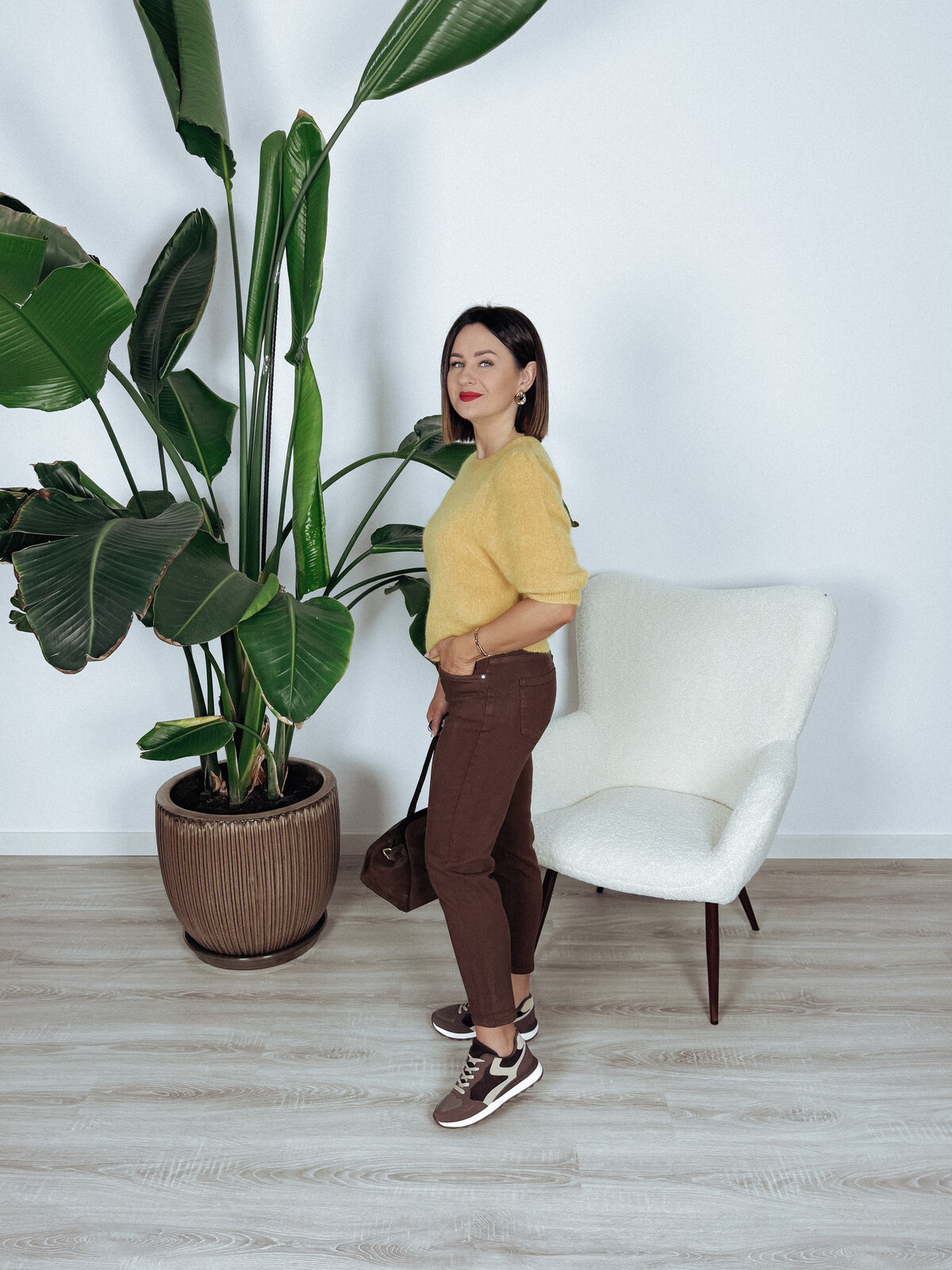 Sweter premium z alpaką i wełną dziewiczą musztardowy JENA zdjęcie 3