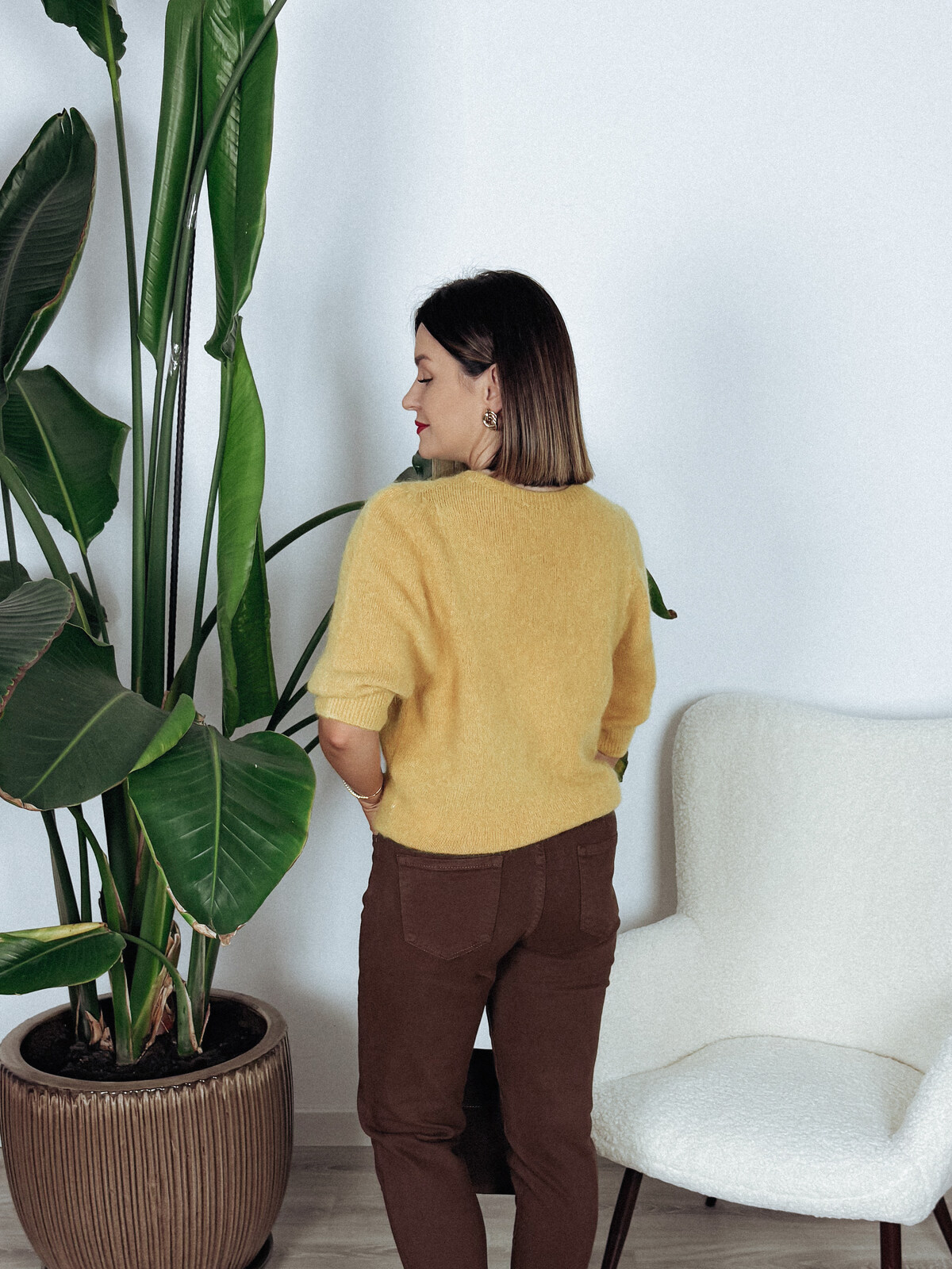 Sweter premium z alpaką i wełną dziewiczą musztardowy JENA zdjęcie 4