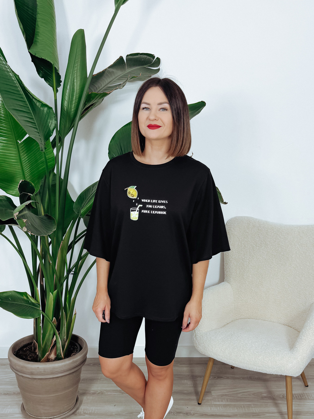 T-shirt oversize cekinowa cytryna czarny LEMONADE zdjęcie 1