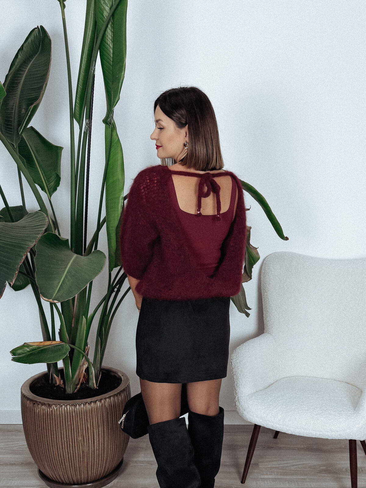 Krótki top dzianinowy bordowy MELISA zdjęcie 2