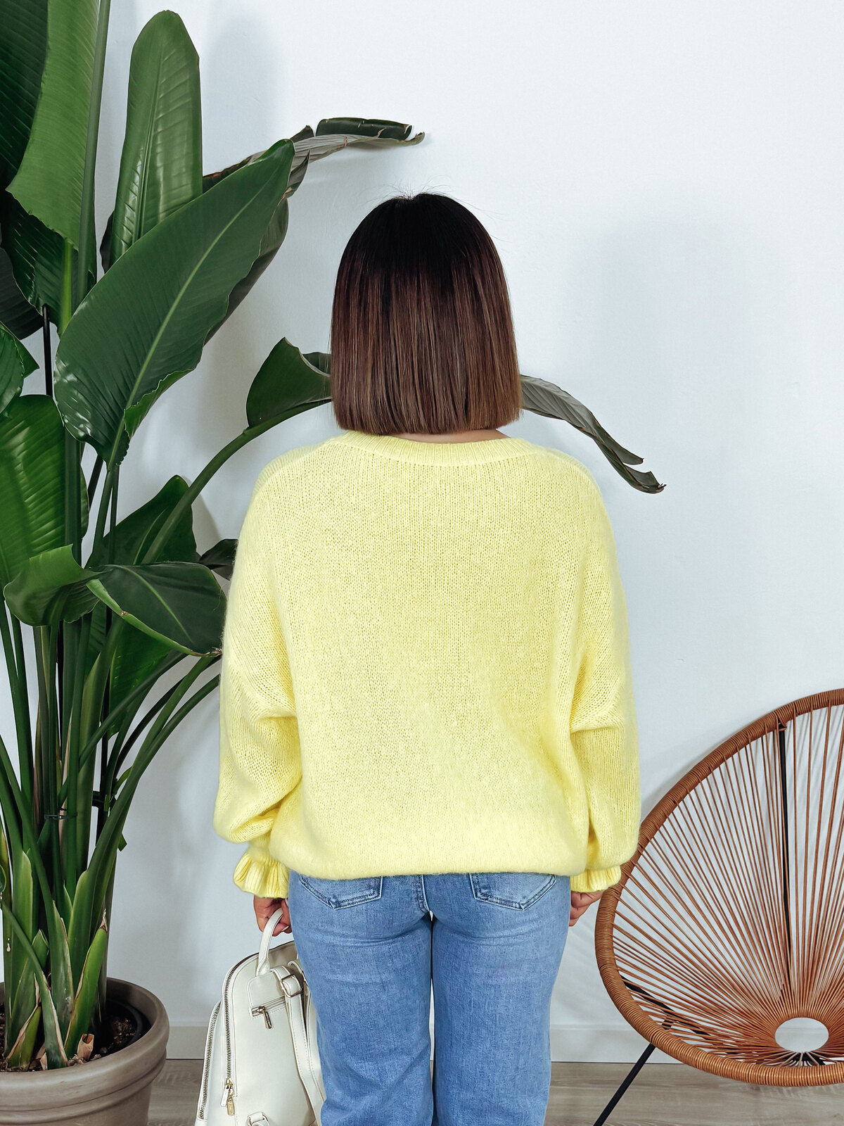 Sweter | baby alpaka | falbanka przy rękawie | pastel żółty CARRA ♡ zdjęcie 4