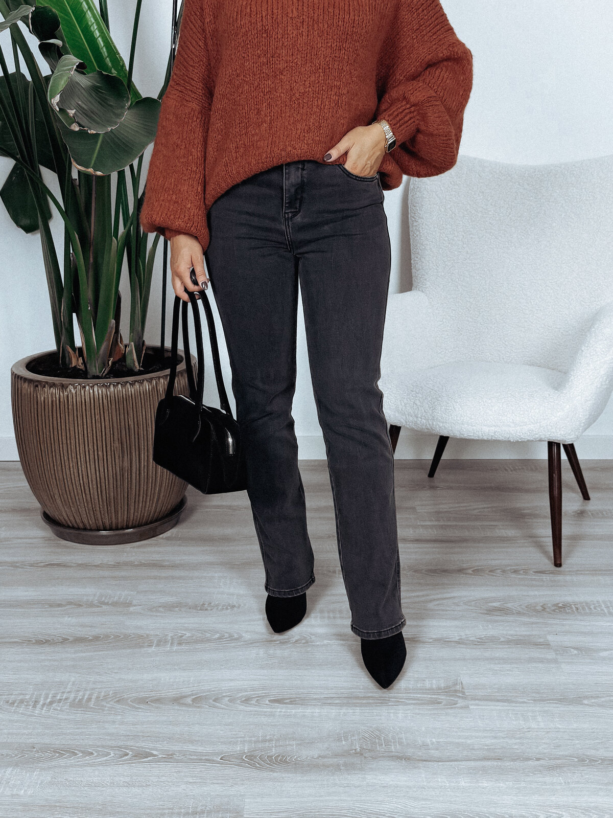 Jeansy wide leg | prosta nogawka | czarne PROMIS zdjęcie 1