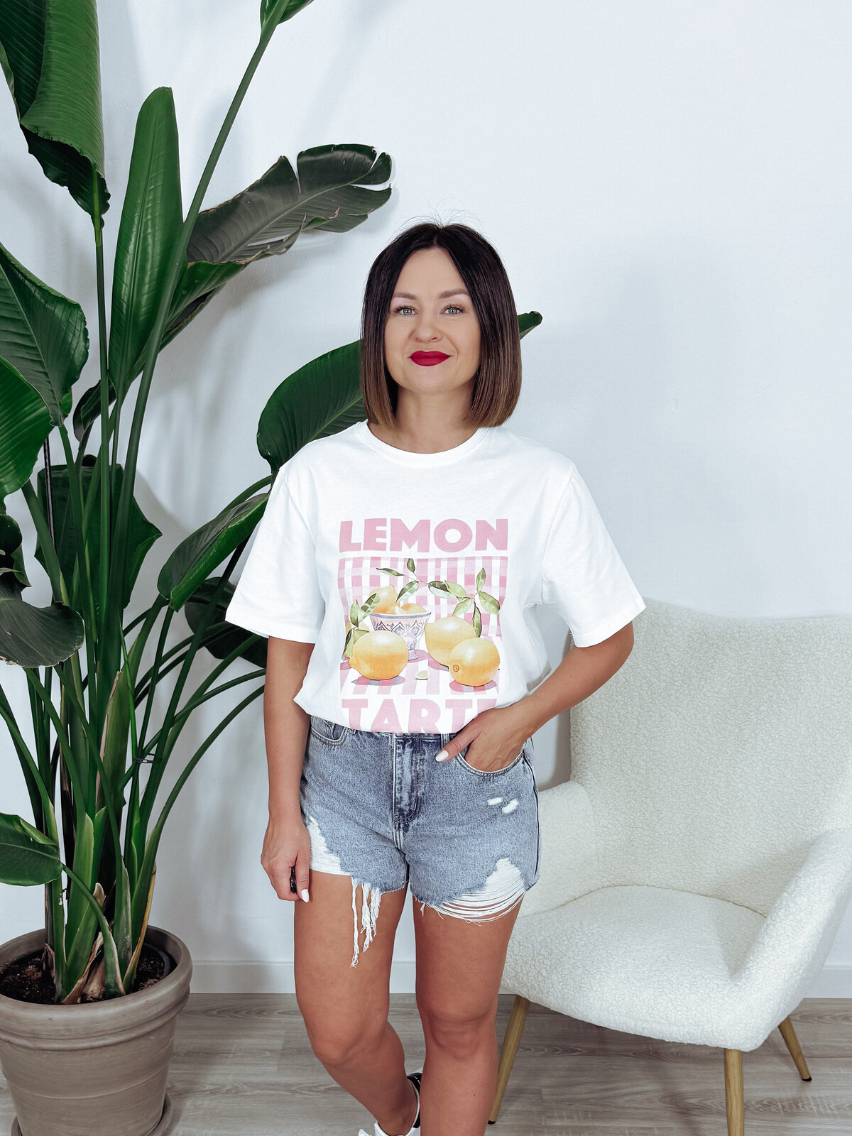 T-shirt oversize z bawełny cytryny SWEET zdjęcie 1