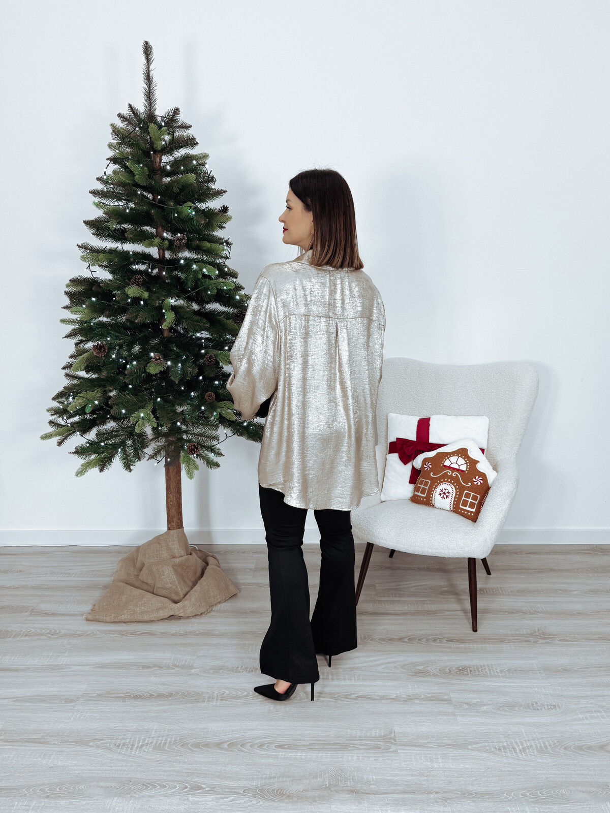 Koszula mocno oversizowa elegancka złota MADDIE  zdjęcie 3