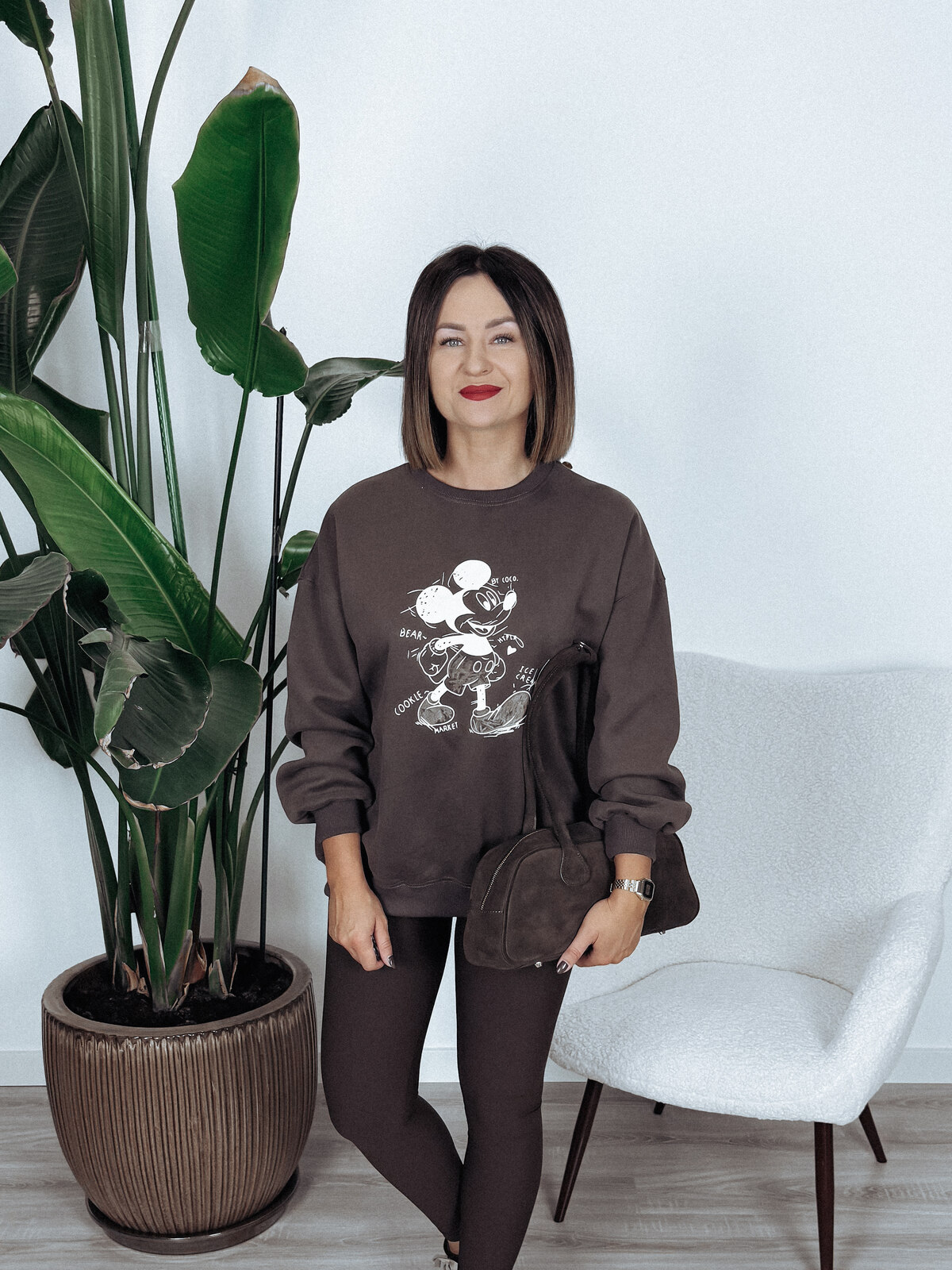 Bluza oversize brązowa MICKEY zdjęcie 1
