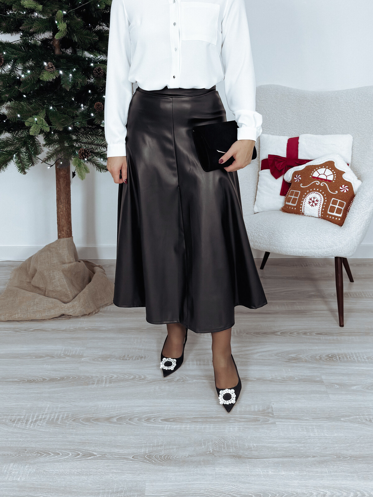 Spódnica czarna z ekoskóry AMOUR zdjęcie 1