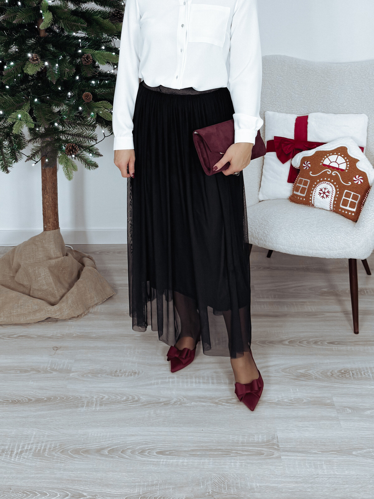 Maxi spódnica z siatki czarna LAMIA zdjęcie 1