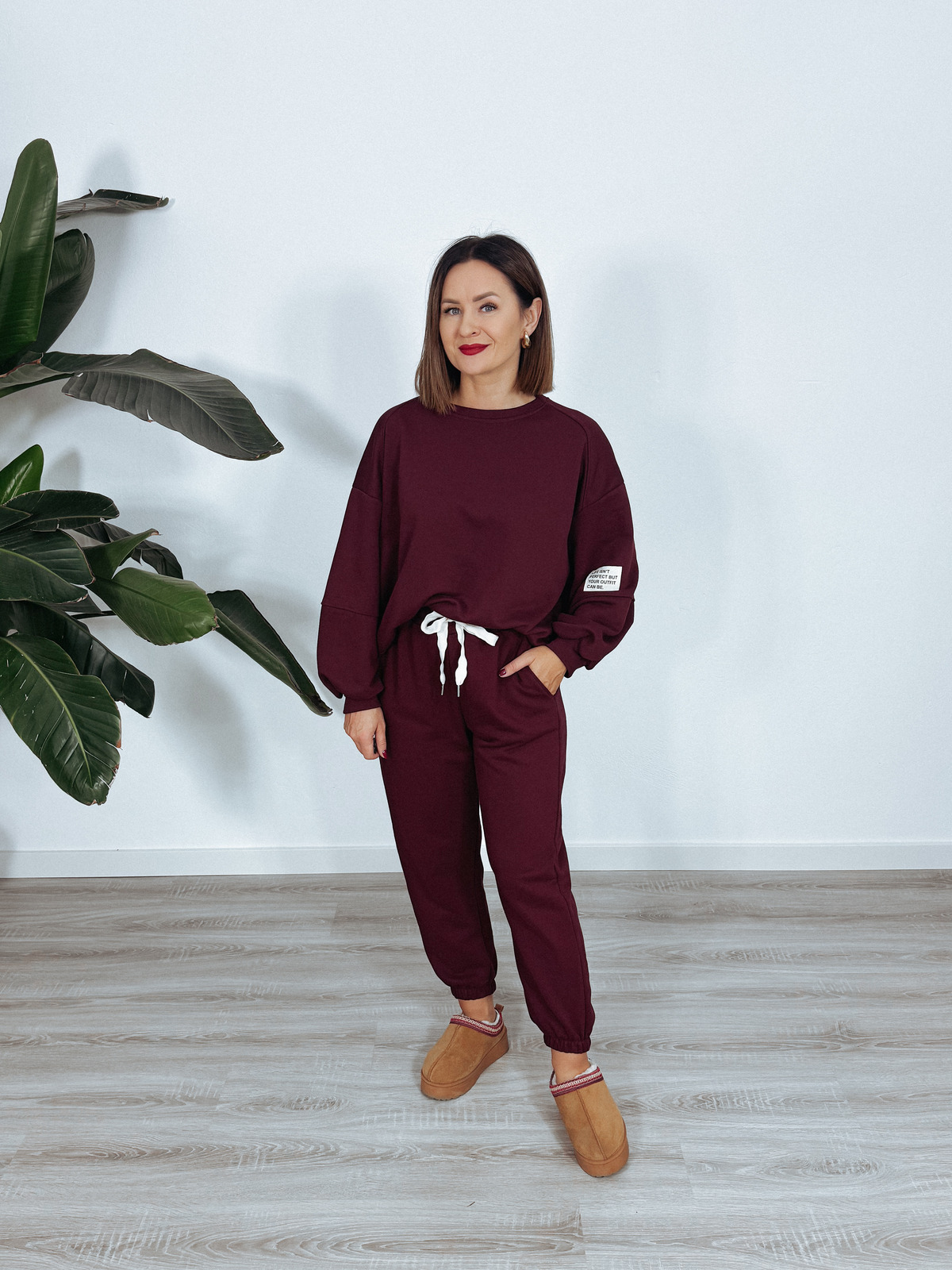 Komplet bawełniany bluza + spodnie bordo ARIA  ♡ zdjęcie 1