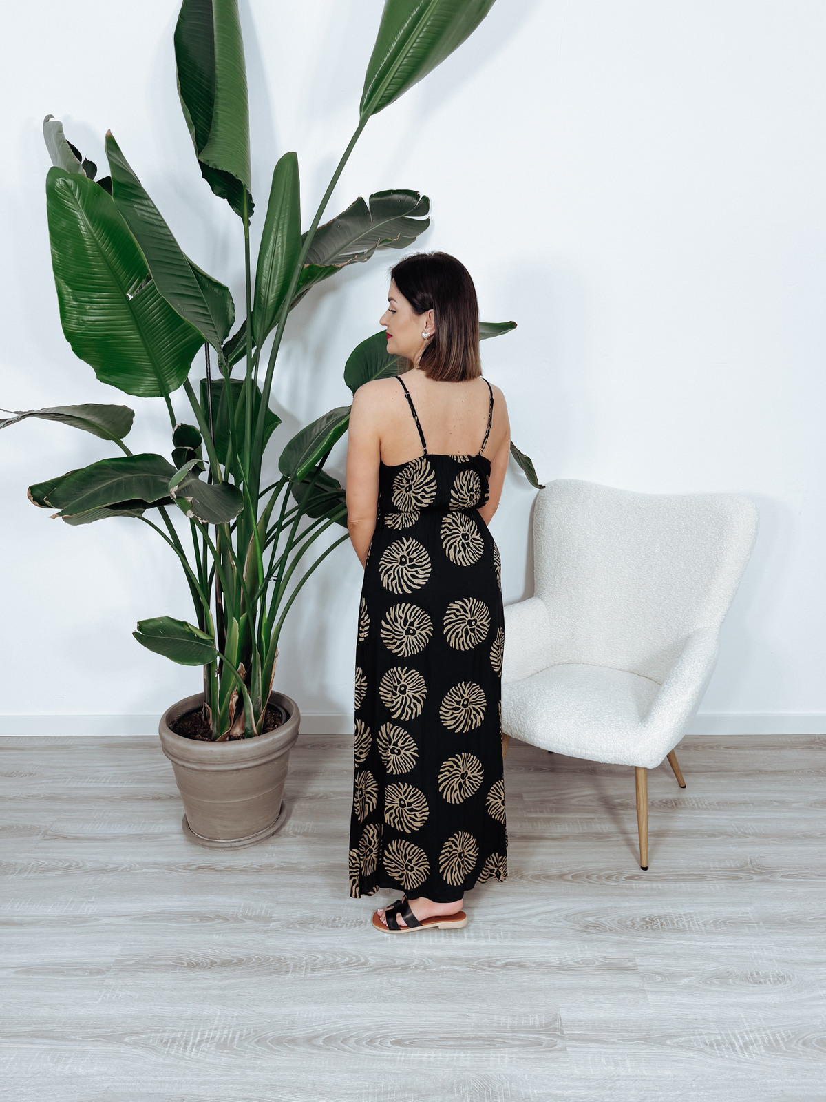 Sukienka czarna GOLD FLOWER zdjęcie 3