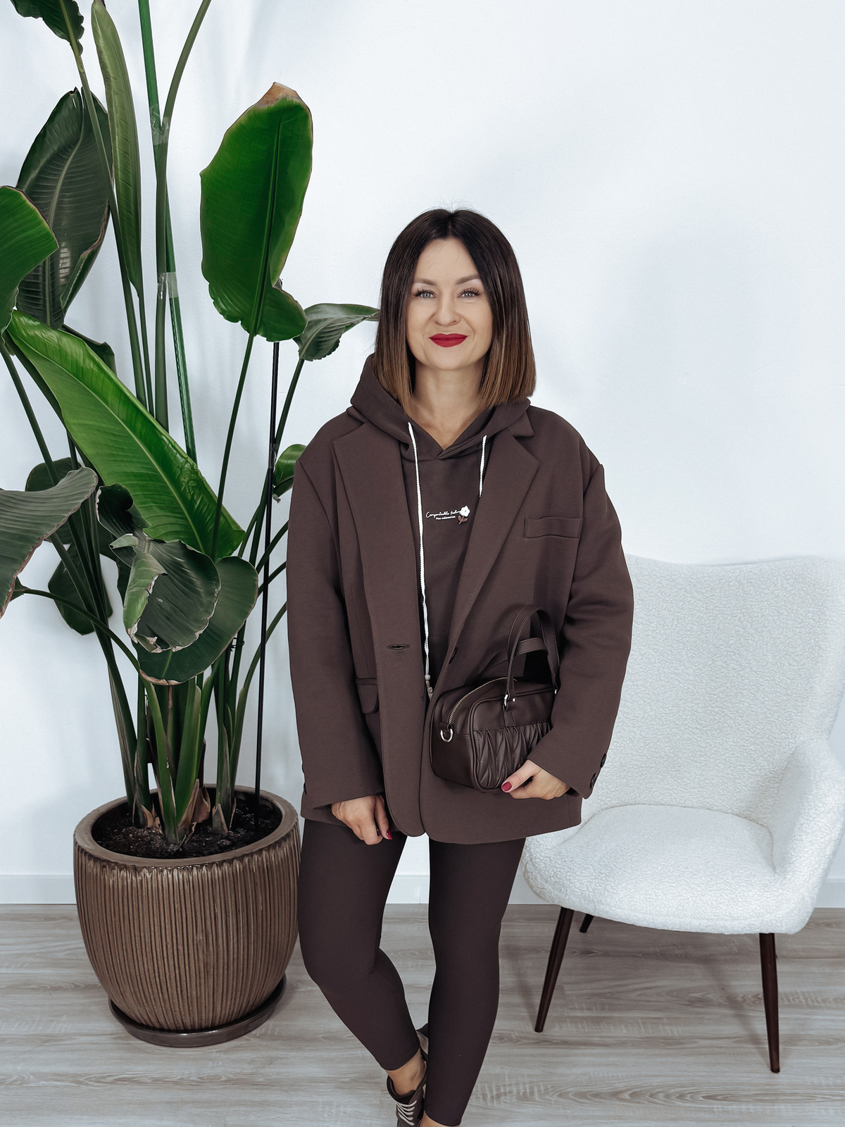 Marynarka oversize premium 95% bawełna czekolada BELLA zdjęcie 1