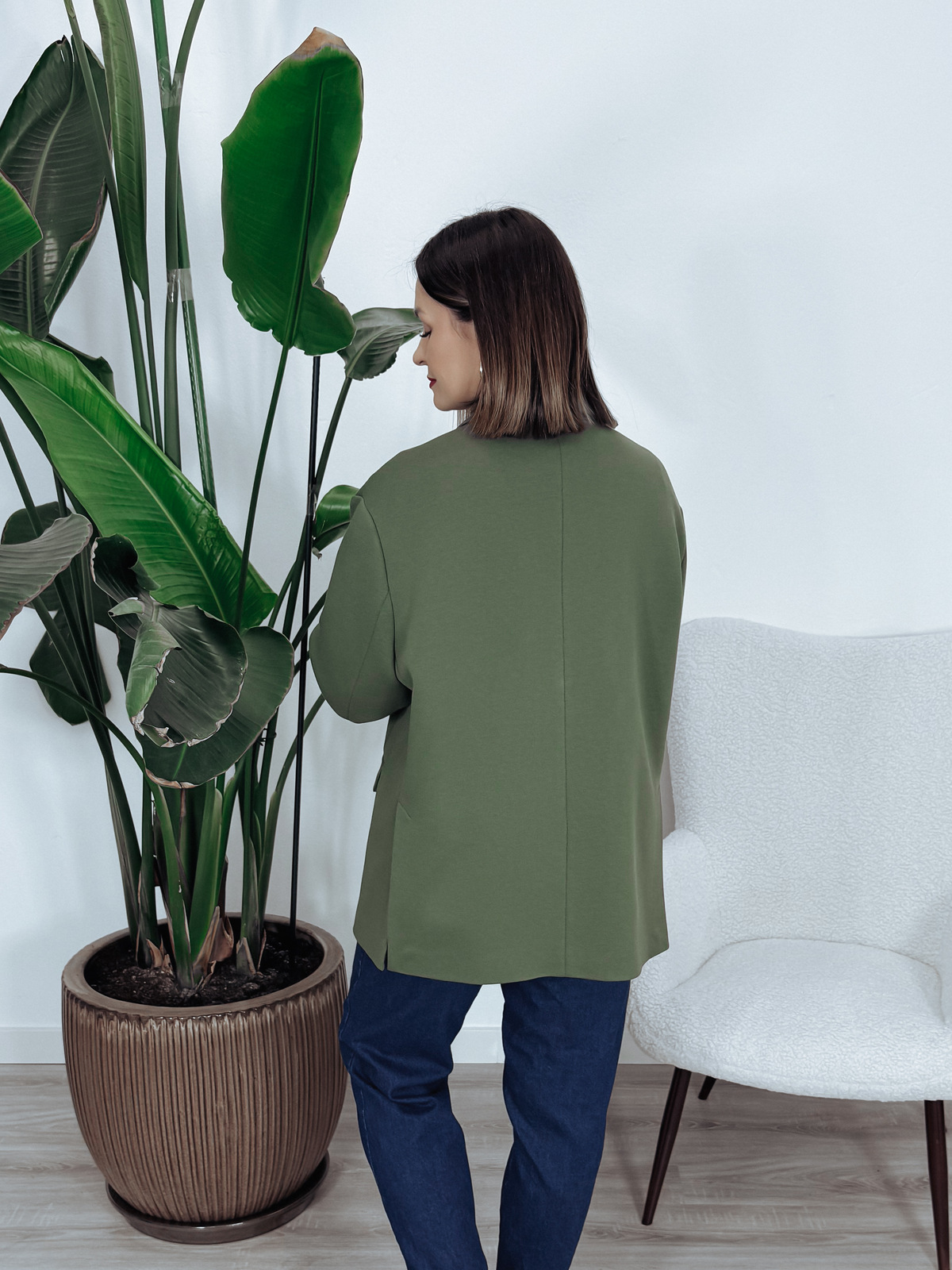 Marynarka oversize premium 95% bawełna khaki BELLA zdjęcie 4