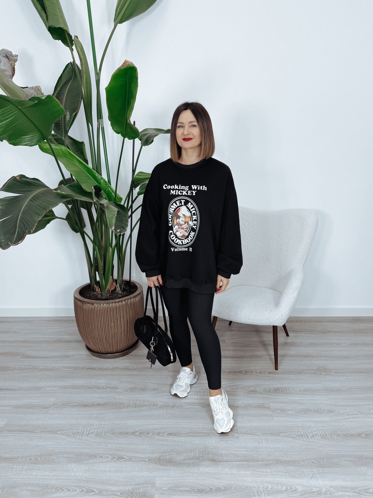 Maxi bluza oversize z myszką Mickey czarna SOURIS zdjęcie 2