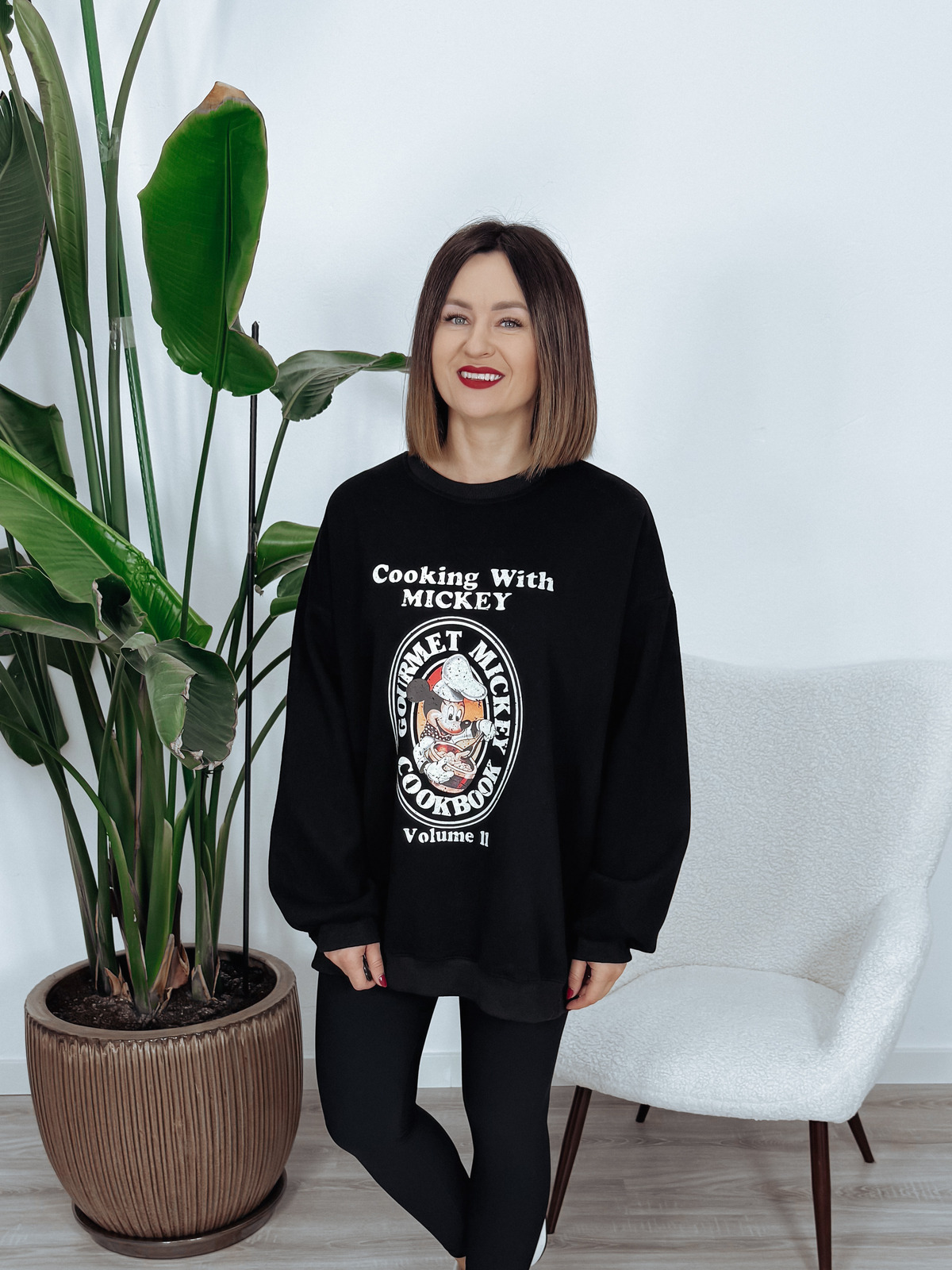 Maxi bluza oversize z myszką Mickey czarna SOURIS zdjęcie 1