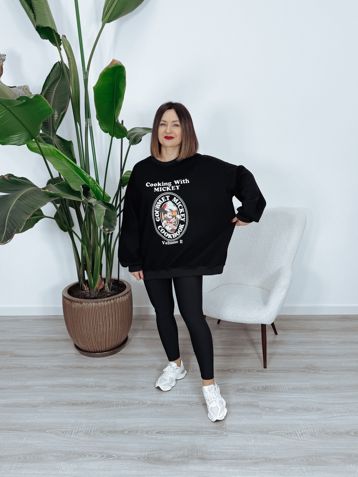 Maxi bluza oversize z myszką Mickey czarna SOURIS zdjęcie 3