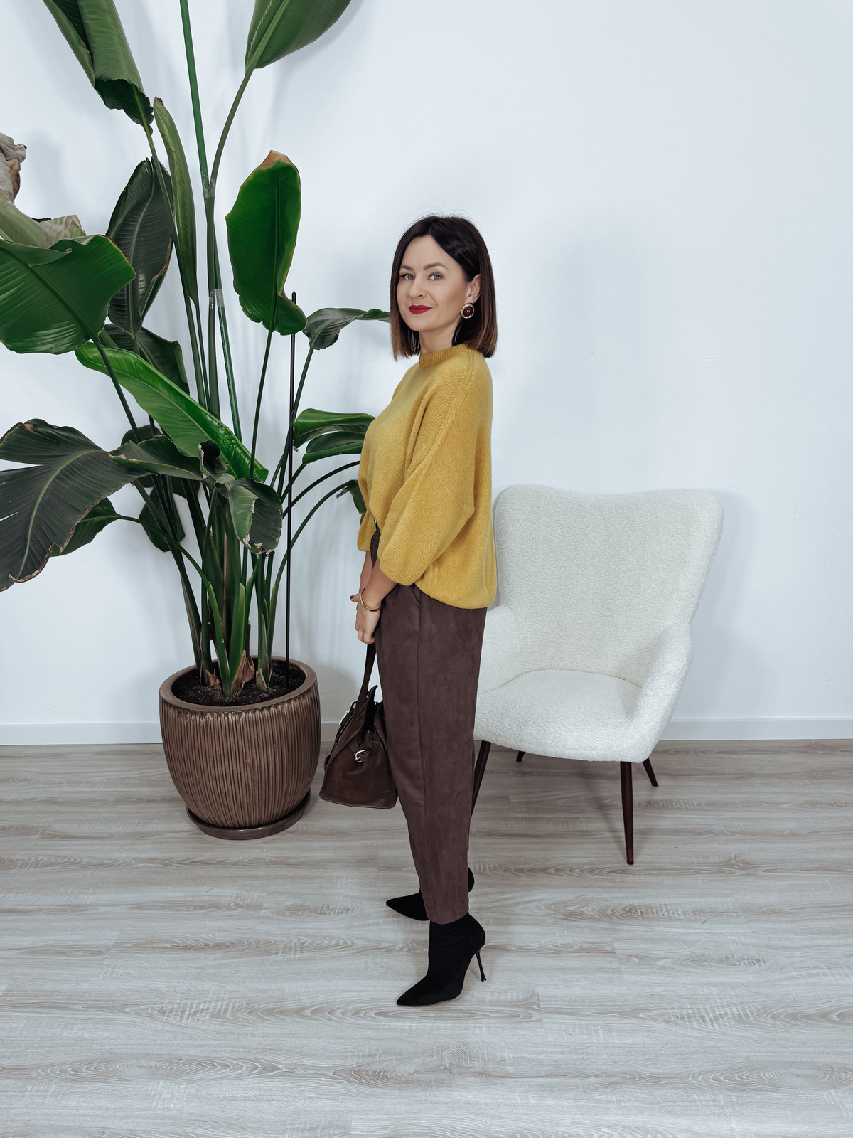 Sweter oversize z baby alpaką i wełną  | musztardowy RUNNI zdjęcie 3