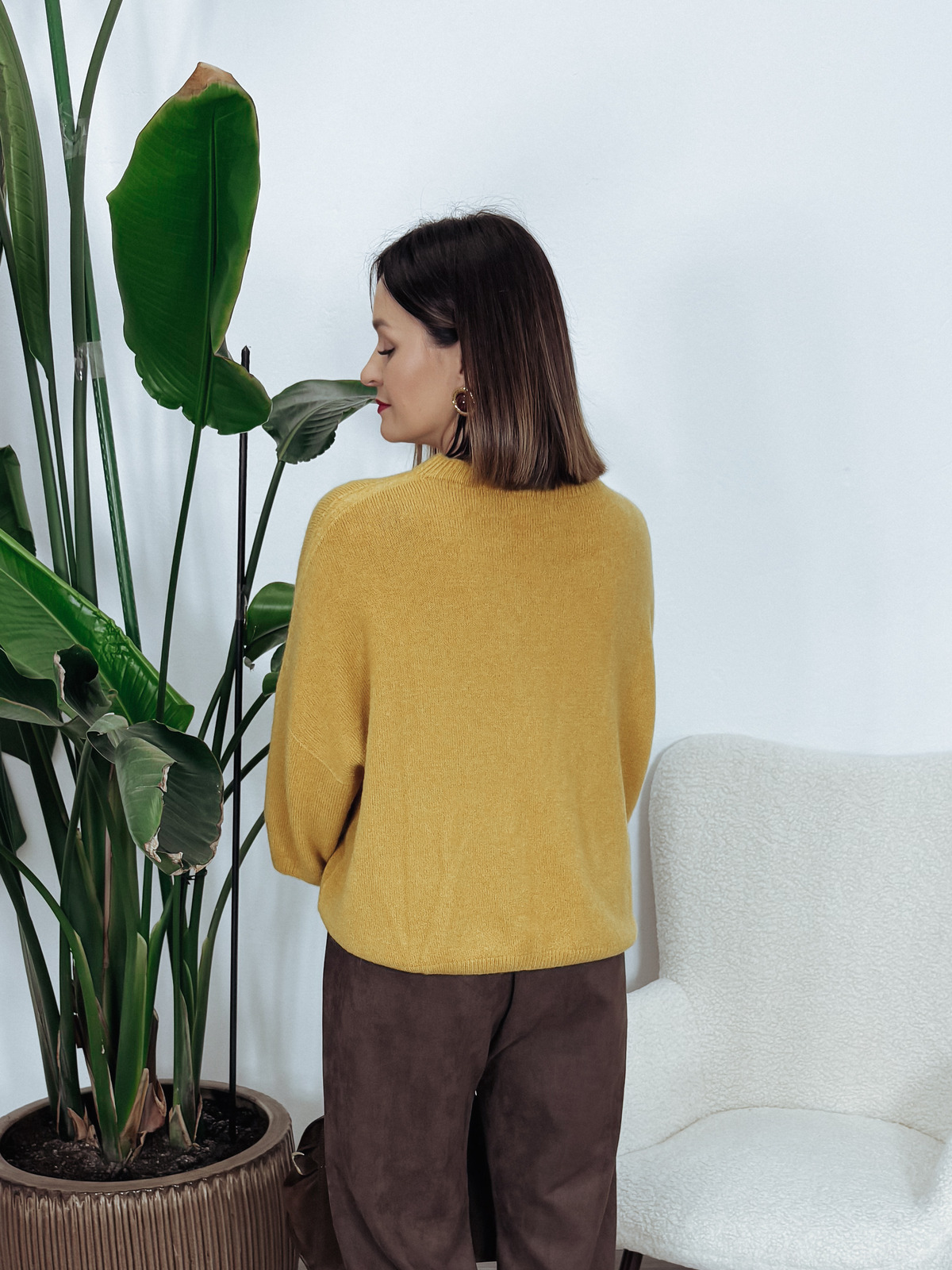 Sweter oversize z baby alpaką i wełną  | musztardowy RUNNI zdjęcie 4