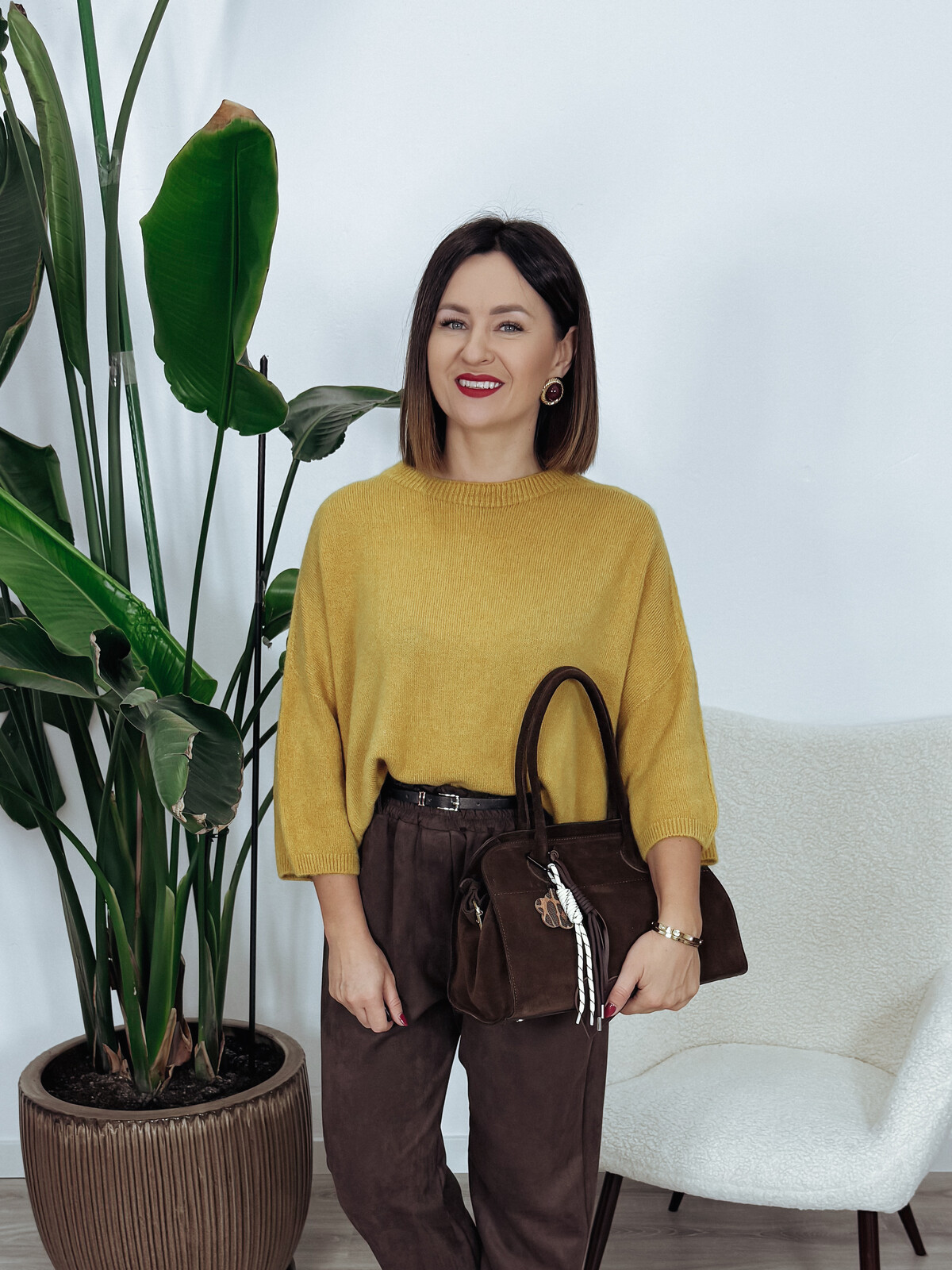 Sweter oversize z baby alpaką i wełną  | musztardowy RUNNI zdjęcie 1