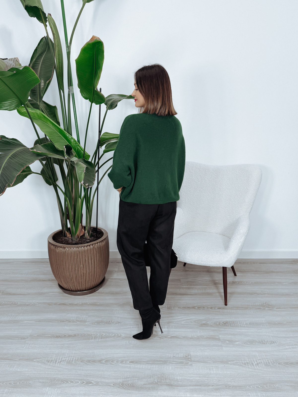 Sweter oversize z baby alpaką i wełną | butelkowa zień RUNNI zdjęcie 4