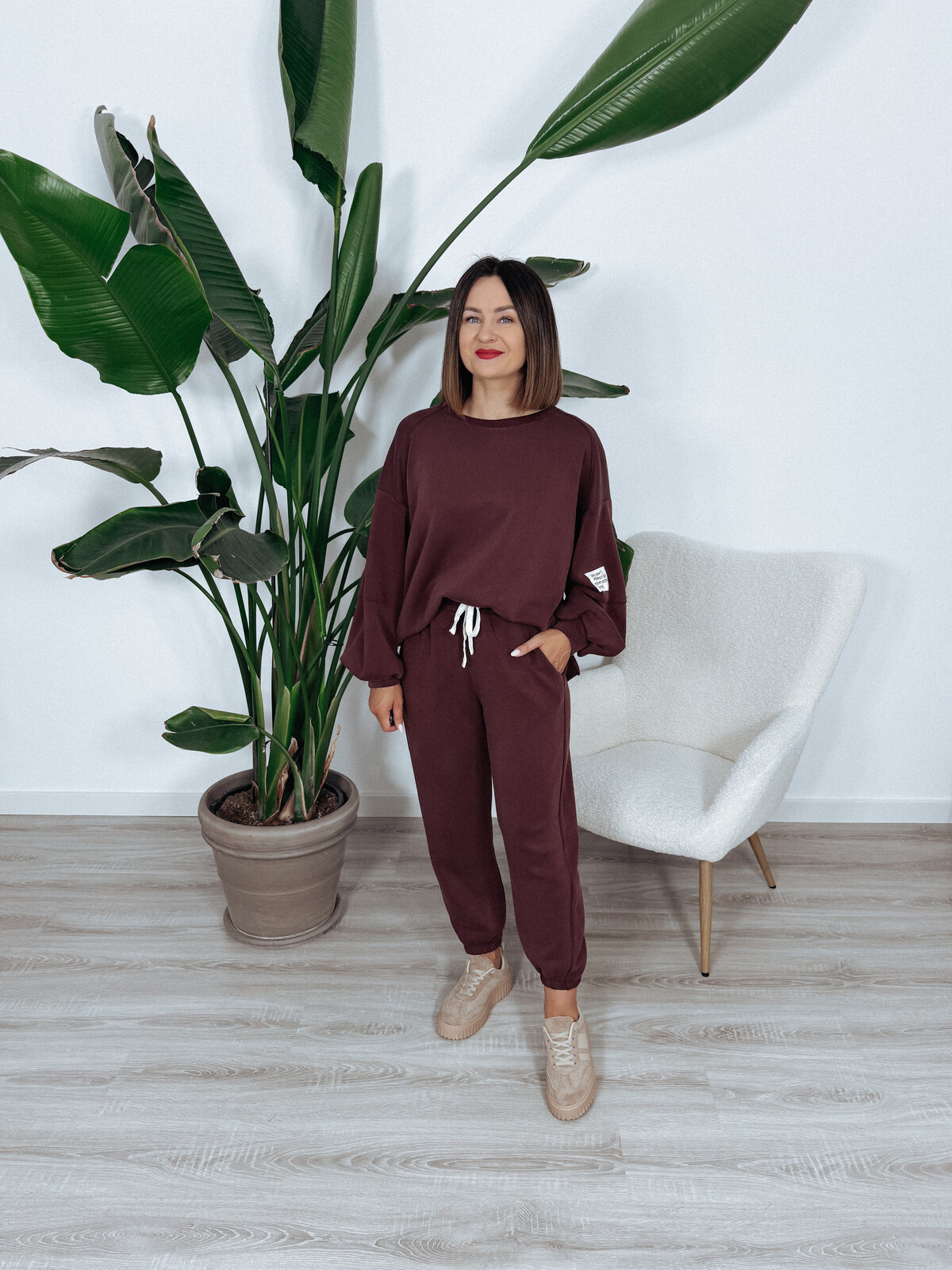 Komplet bluza + spodnie bordo ARIA II - materiał MASEŁKO zdjęcie 1