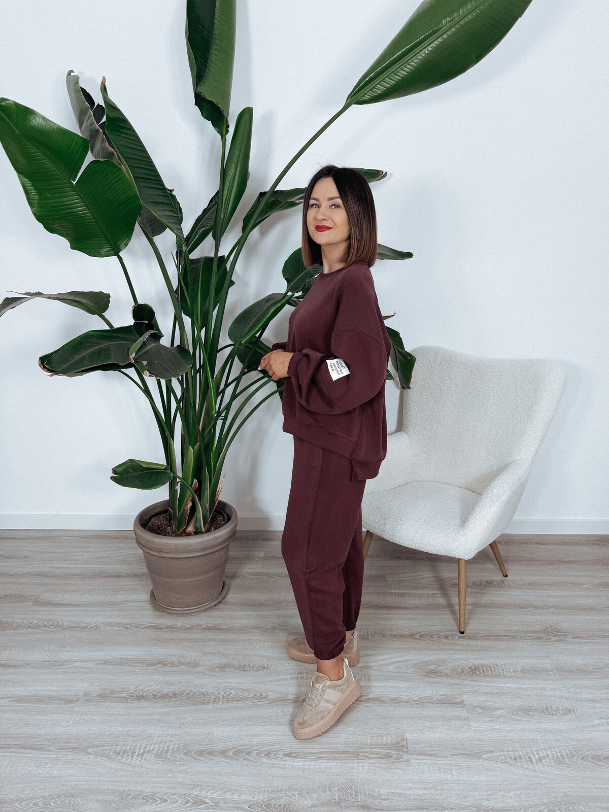 Komplet bluza + spodnie bordo ARIA II - materiał MASEŁKO zdjęcie 3