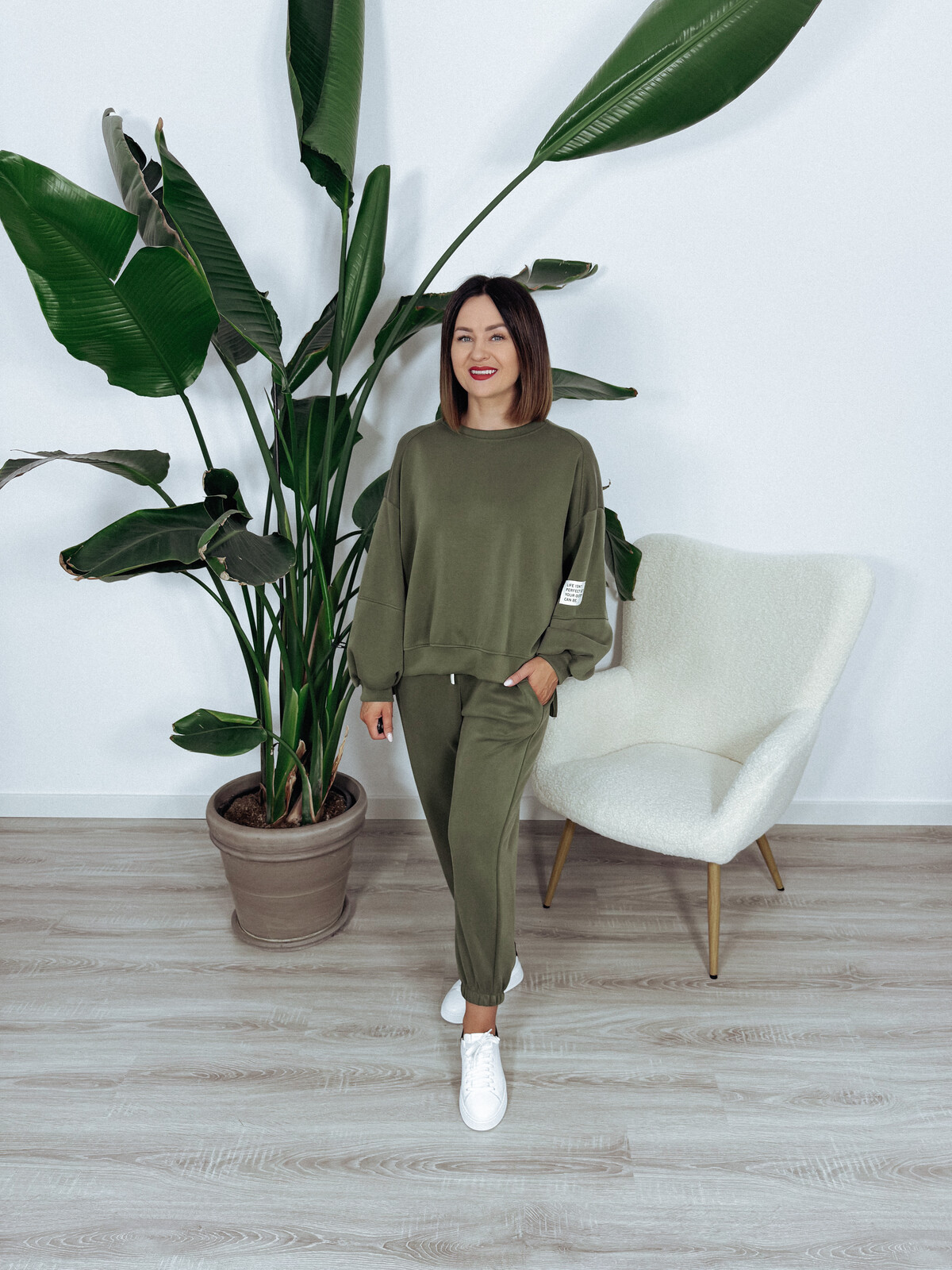 Komplet bluza + spodnie khaki ARIA II - materiał MASEŁKO - PRE ORDER zdjęcie 4