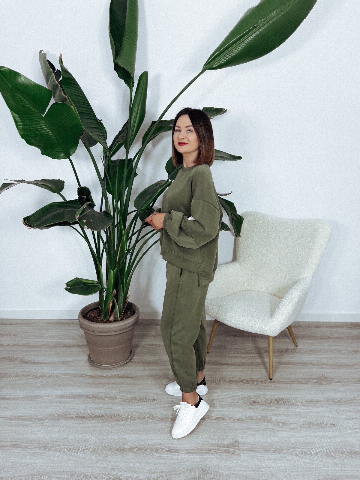 Komplet bluza + spodnie khaki ARIA II - materiał MASEŁKO - PRE ORDER zdjęcie 3