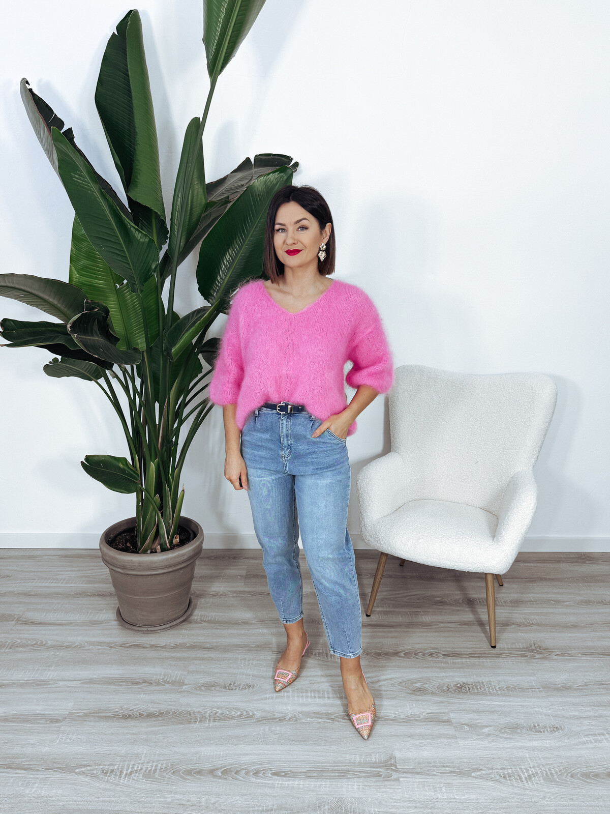 Sweter premium 81% kid moher różowy JENNIFER ♡ zdjęcie 2