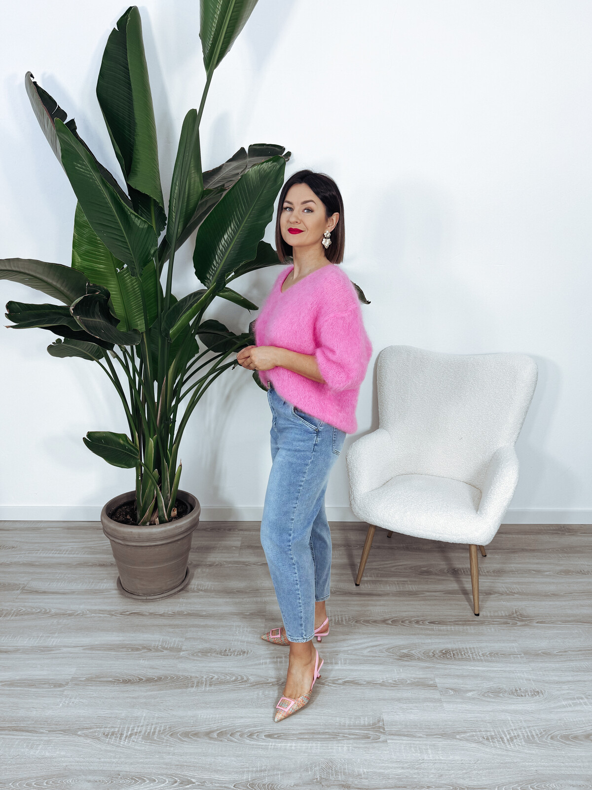 Sweter premium 81% kid moher różowy JENNIFER ♡ zdjęcie 3