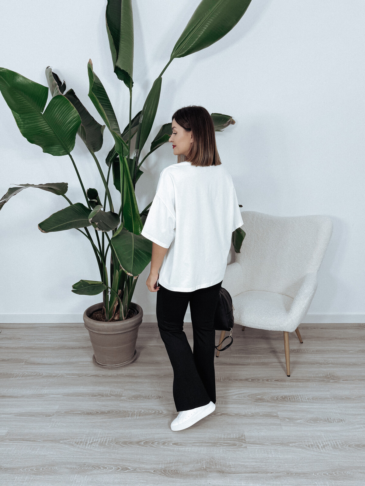 T-shirt oversize z bawełny z nadrukiem złamana biel MONACO zdjęcie 4