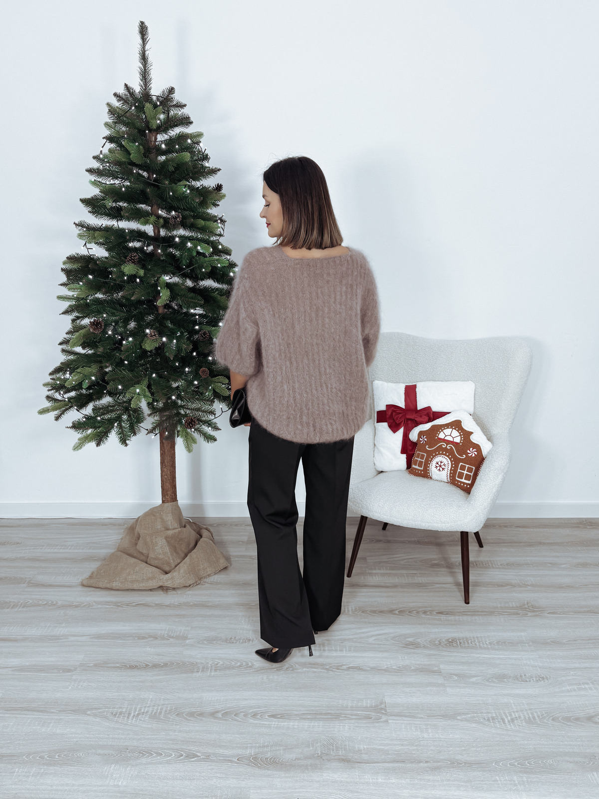 Sweter premium 81% kid moher rękaw 3/4 fango RIBELA zdjęcie 3