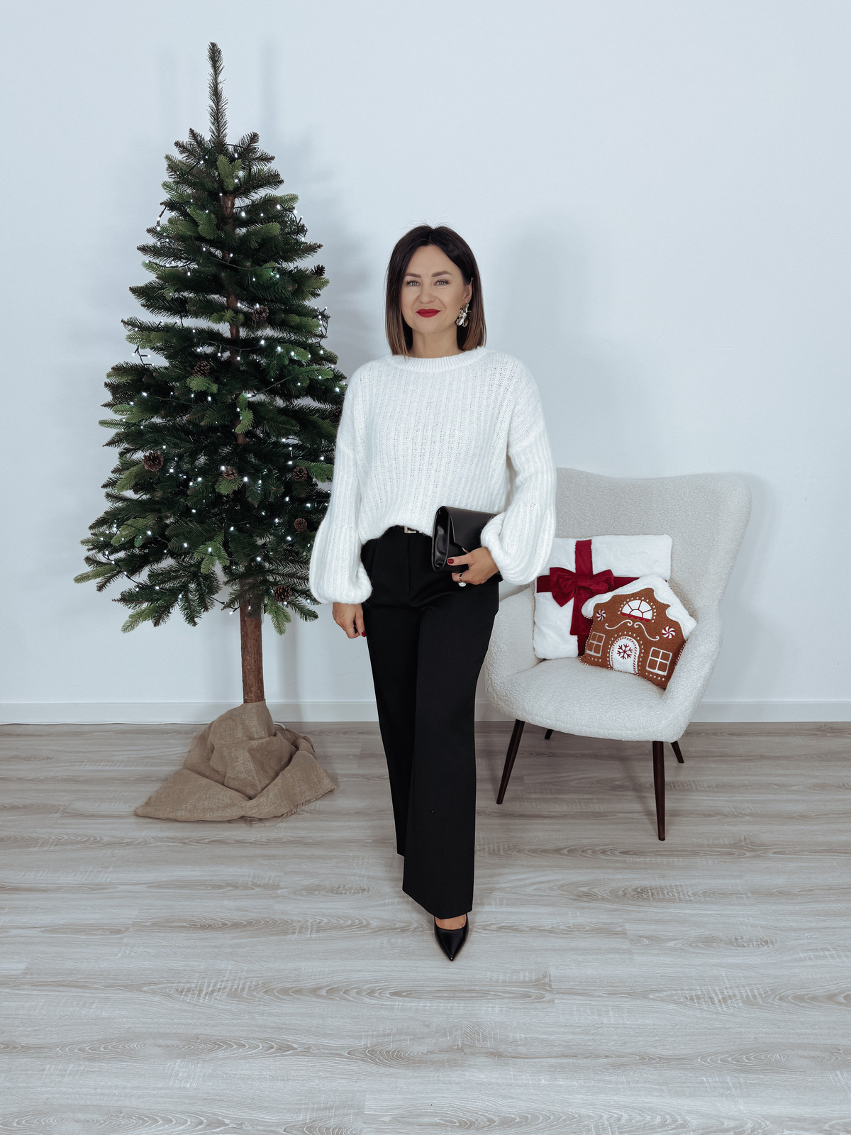 Sweter premium 33% baby alpaka rękaw dzwonek śmietankowy CHILO 3.0. zdjęcie 4